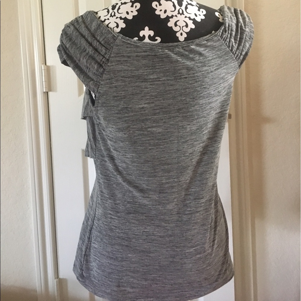 Grey Ruffled AB Studio Top - Picture 2 of 4